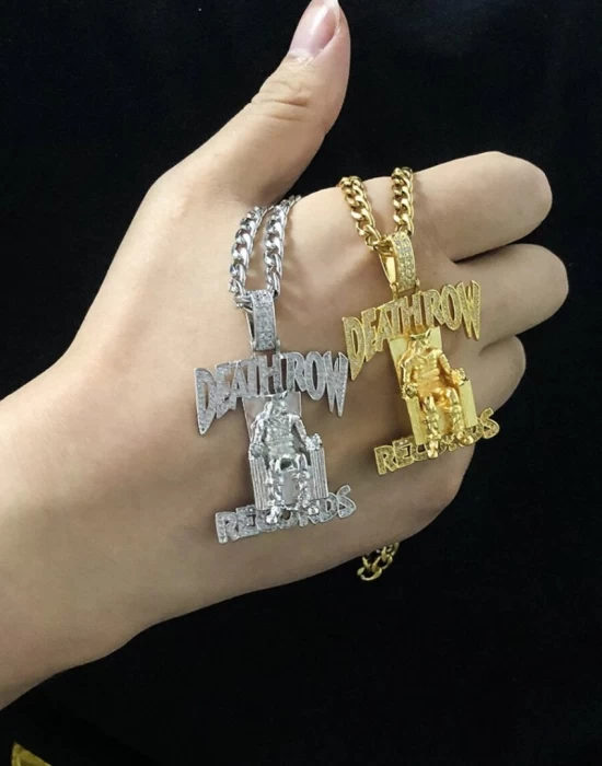 Death Row Records медальон в цвят злато, Аксесоари - Hoodstyle.bg