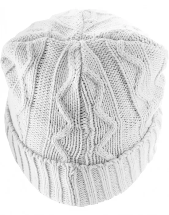 Бийни шапка в бял цвят MSTRDS Beanie Cable Flap, Шапки бийнита - Hoodstyle.bg