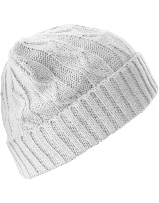 Бийни шапка в бял цвят MSTRDS Beanie Cable Flap, Шапки бийнита - Hoodstyle.bg