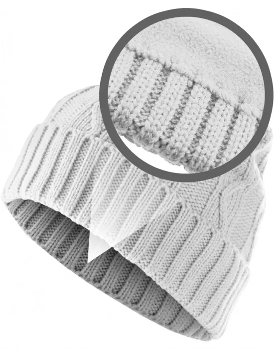 Бийни шапка в бял цвят MSTRDS Beanie Cable Flap, Шапки бийнита - Hoodstyle.bg