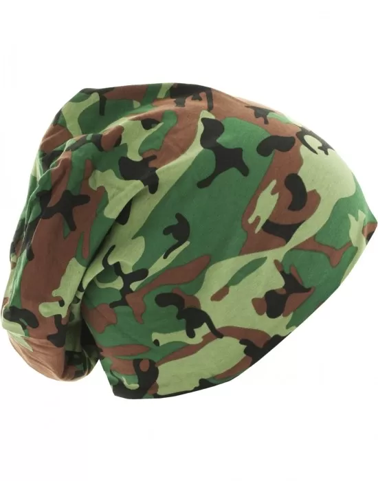 Бийни шапка с две лица в зелен камуфлаж MSTRDS Printed Jersey Beanie, Шапки бийнита - Hoodstyle.bg