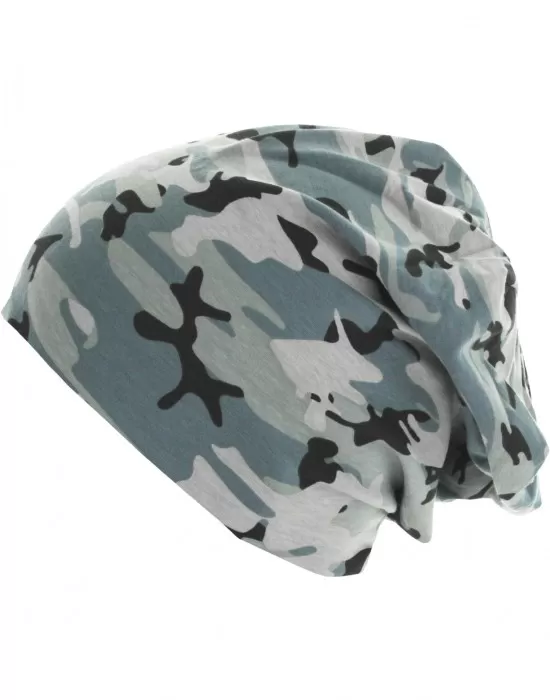 Бийни шапка с две лица в сив камуфлаж MSTRDS Printed Jersey Beanie, Шапки бийнита - Hoodstyle.bg