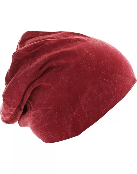 Бийни шапка в червен цвят MSTRDS Stonewashed Jersey Beanie, Шапки бийнита - Hoodstyle.bg