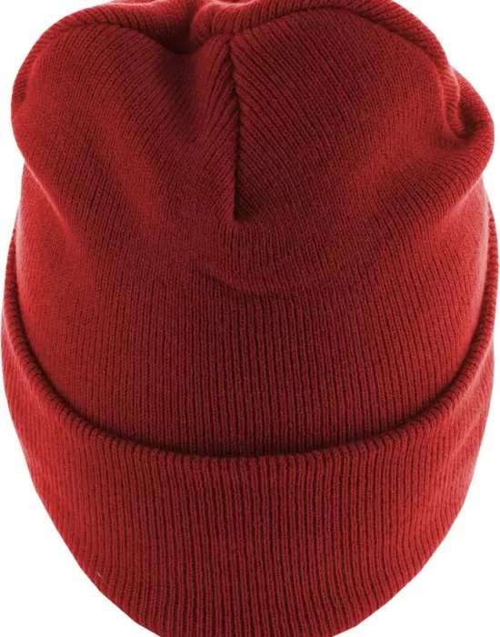 Бийни шапка в червен цвят MSTRDS Beanie Basic Flap Long Version, Шапки бийнита - Hoodstyle.bg