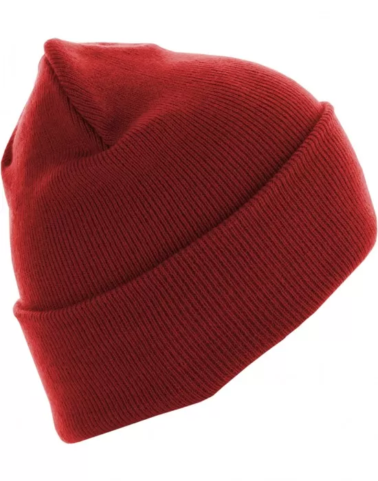 Бийни шапка в червен цвят MSTRDS Beanie Basic Flap Long Version, Шапки бийнита - Hoodstyle.bg