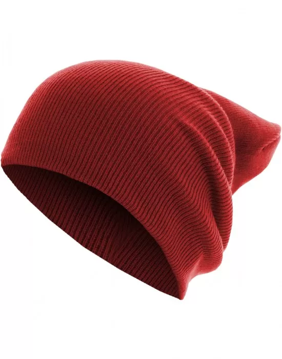 Бийни шапка в червен цвят MSTRDS Beanie Basic Flap Long Version, Шапки бийнита - Hoodstyle.bg