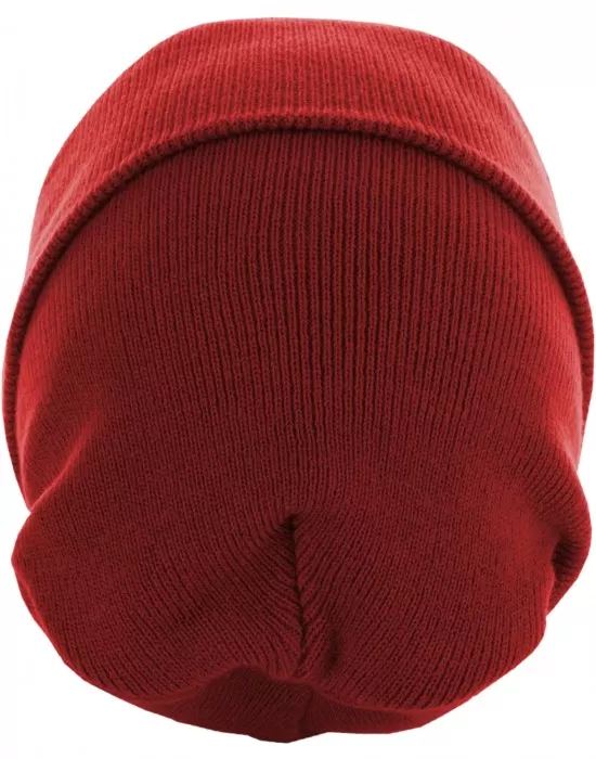Бийни шапка в червен цвят MSTRDS Beanie Basic Flap Long Version, Шапки бийнита - Hoodstyle.bg