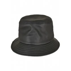 Шапка идиотка имитираща кожа в черен цвят Imitation Leather Bucket Hat 