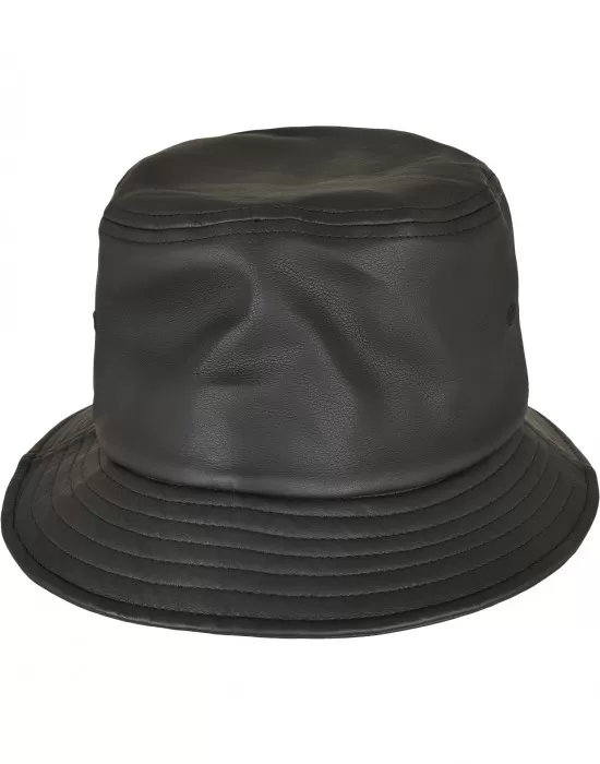 Шапка идиотка имитираща кожа в черен цвят Imitation Leather Bucket Hat, Идиотки - Hoodstyle.bg