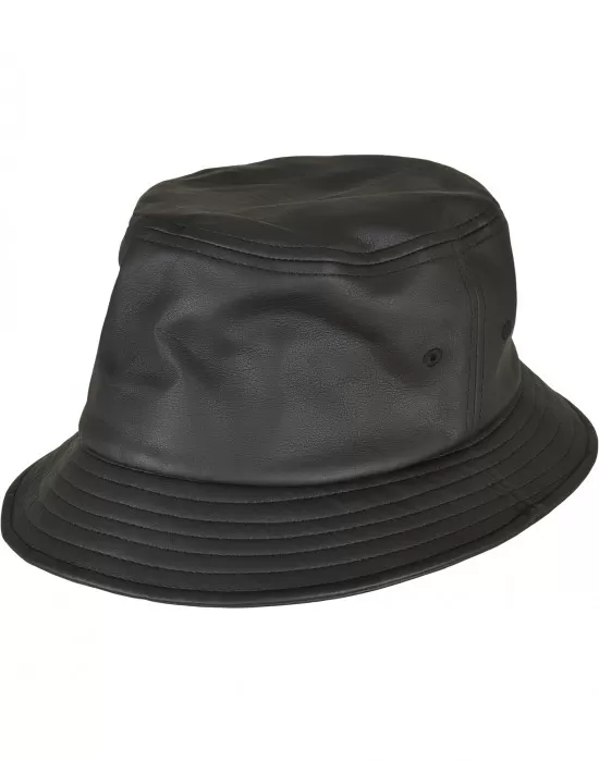 Шапка идиотка имитираща кожа в черен цвят Imitation Leather Bucket Hat, Идиотки - Hoodstyle.bg