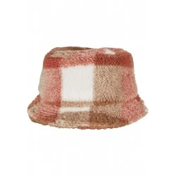 Зимна шапка идиотка в бяло и кафяво Sherpa Check Bucket Hat 