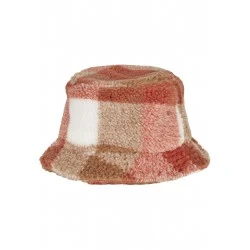 Зимна шапка идиотка в бяло и кафяво Sherpa Check Bucket Hat 