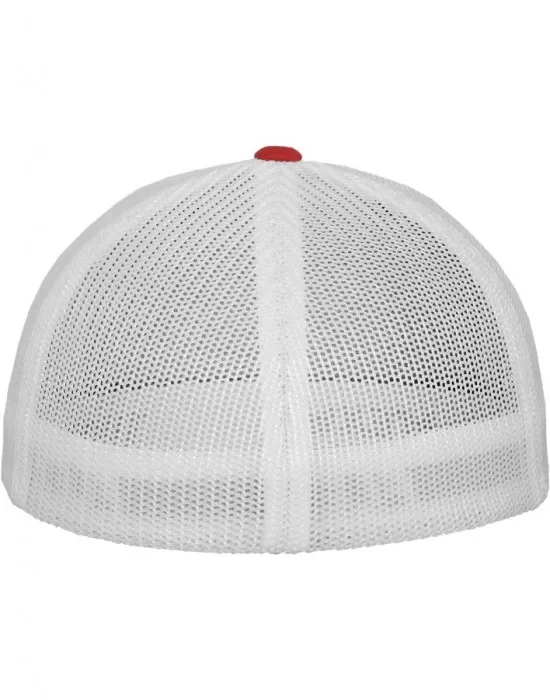Шапка с козирка в червено и бяло Flexfit Mesh Trucker, Шапки с козирка - Hoodstyle.bg