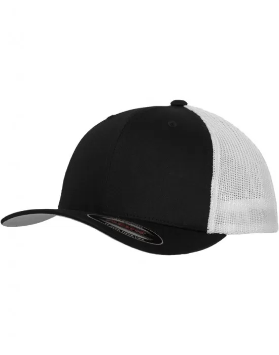 Шапка с козирка в черно и бяло Flexfit Mesh Trucker, Шапки с козирка - Hoodstyle.bg
