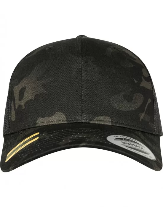 Шапка с козирка MERCHCODE Retro Trucker в черен камуфлаж, Шапки с козирка - Hoodstyle.bg