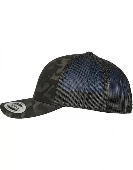Шапка с козирка MERCHCODE Retro Trucker в черен камуфлаж, Шапки с козирка - Hoodstyle.bg