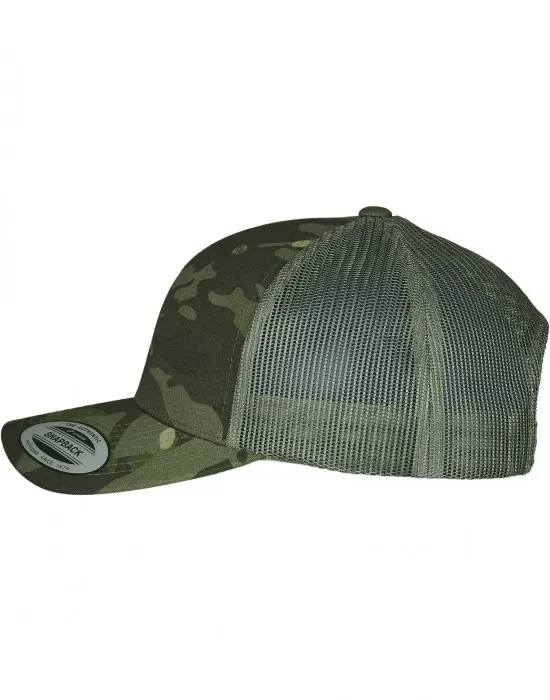 Шапка с козирка MERCHCODE Retro Trucker в цвят тропик камуфлаж, Шапки с козирка - Hoodstyle.bg