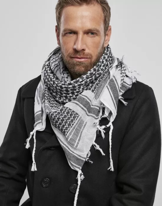 Шал в бяло и черно Brandit Shemag Scarf white/black, Аксесоари - Hoodstyle.bg