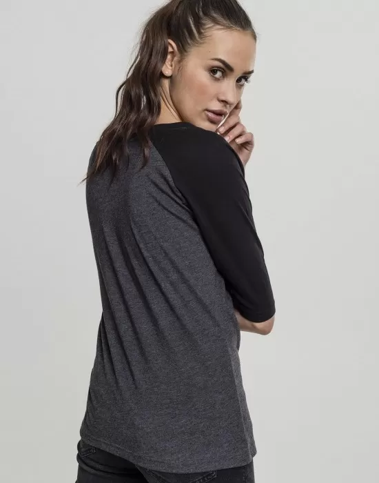 Дамска блуза Urban Classics charcoal/black с 3/4 ръкави, Блузи - Hoodstyle.bg