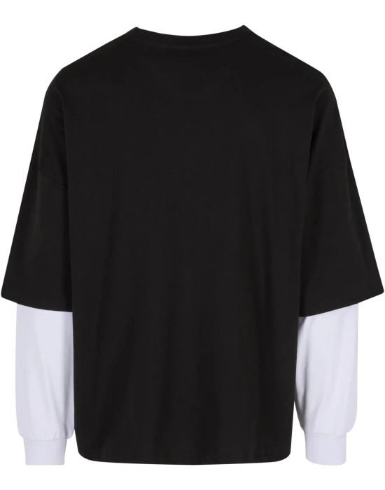 DEF DOUBLE Longsleeves jetblack/brightwhite XXL