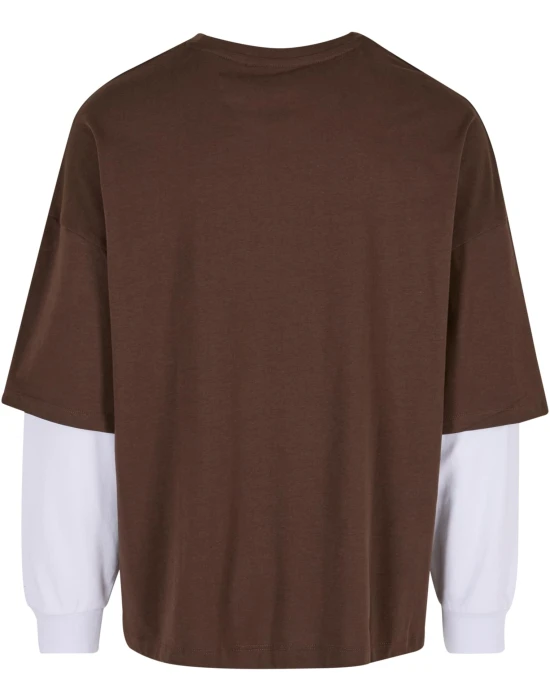 DEF DOUBLE Longsleeves chocolatebrown/brightwhite XXL