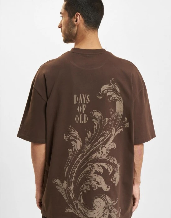 Тениска DEF Flourish T-Shirt chocolate brown washed XXL