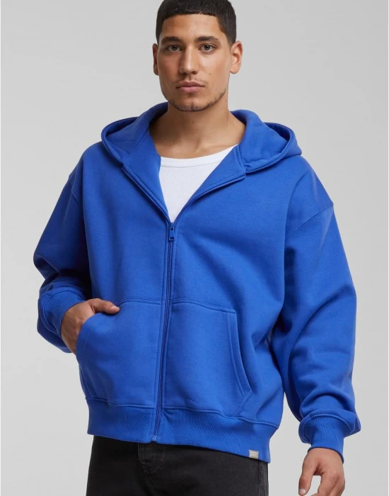 Мъжки суичър с качулка в син цвят DEF Zip Hoodie, Суичъри - Hoodstyle.bg