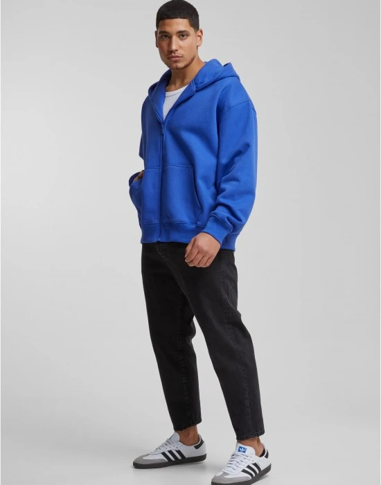 Мъжки суичър с качулка в син цвят DEF Zip Hoodie, Суичъри - Hoodstyle.bg