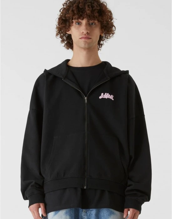 Суичър Lost Youth Zip Hoody - Flower Waves black XXL