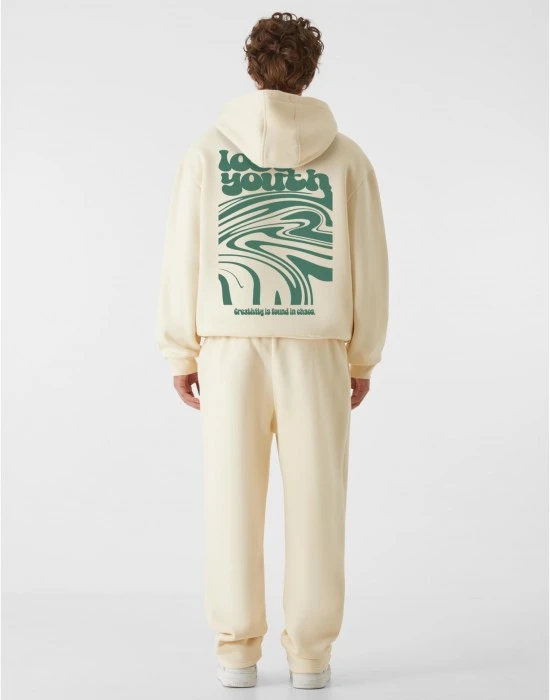 Суичър LOST YOUTH OVERSIZED HOODIE - CHAOS FLOW whitesand XXL