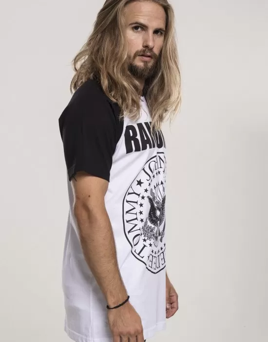 Мъжка тениска MERCHCODE Ramones Circle в бяло и черно, Тениски - Hoodstyle.bg