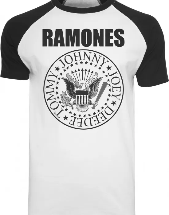 Мъжка тениска MERCHCODE Ramones Circle в бяло и черно, Тениски - Hoodstyle.bg