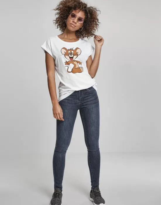 Дамска бяла тениска Merchcode Tom & Jerry Mouse, Тениски - Hoodstyle.bg