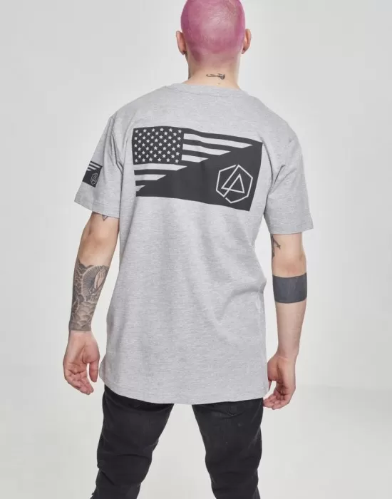 Мъжка сива тениска Merchcode Linkin Park Flag, Тениски - Hoodstyle.bg