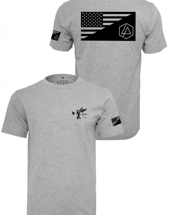 Мъжка сива тениска Merchcode Linkin Park Flag, Тениски - Hoodstyle.bg