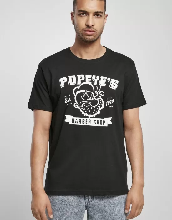 Мъжка тениска в черно Merchcode Popeye Barber Shop, Тениски - Hoodstyle.bg