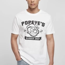 Мъжка тениска в бяло Merchcode Popeye Barber Shop