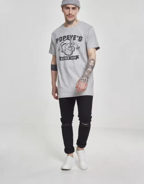 Мъжка сива тениска Merchcode Popeye Barber Shop, Тениски - Hoodstyle.bg