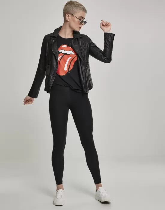 Дамска тениска Merchcode Rolling Stones Tongue в черен цвят