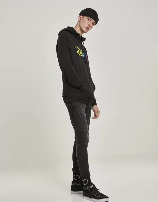 Мъжки черен суичър MERCHCODE Disney Rainbow Logo EMB, Суичъри - Hoodstyle.bg
