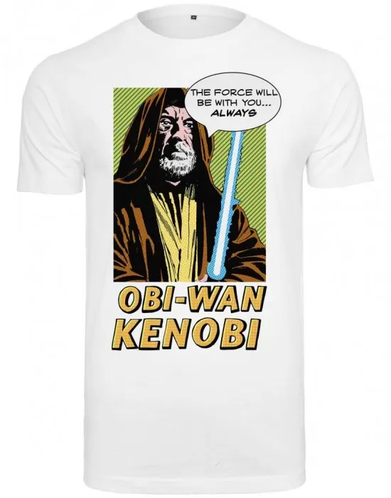Мъжка тениска Merchcode Obi Wan Kenobi в бял цвят, Тениски - Hoodstyle.bg