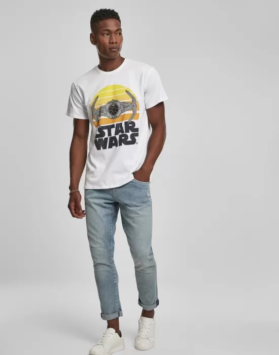 Мъжка тениска MERCHCODE Star Wars Sunset в бял цвят, Тениски - Hoodstyle.bg