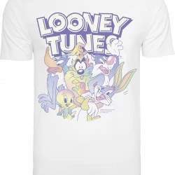 Мъжка тениска Merchcode Looney Tunes Rainbow Friends в бял цвят