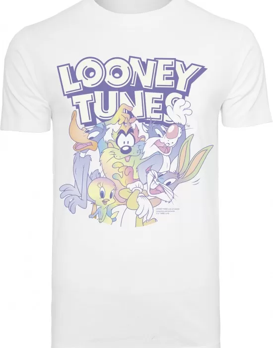 Мъжка тениска Merchcode Looney Tunes Rainbow Friends в бял цвят, Тениски - Hoodstyle.bg