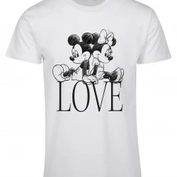 Дамска тениска Merchcode Minnie Loves Mickey в бял цвят