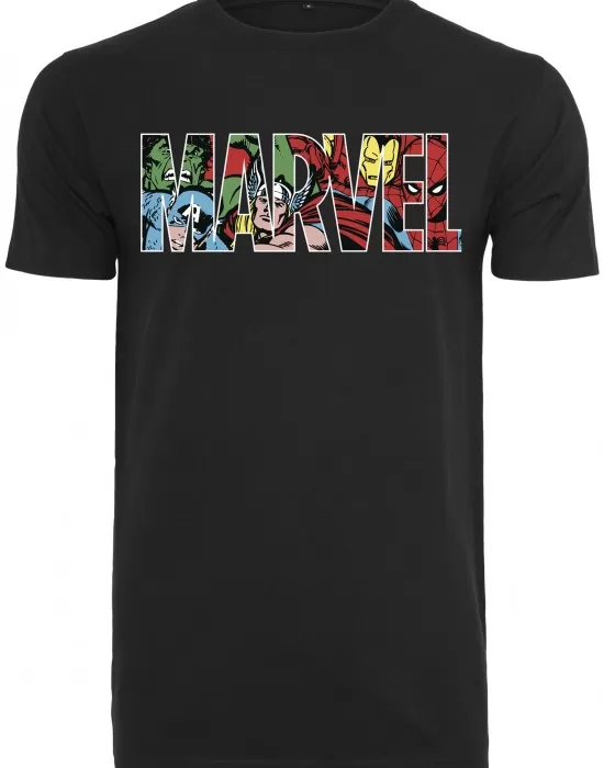 Мъжка тениска в черно Merchcode Marvel Logo Character, Тениски - Hoodstyle.bg