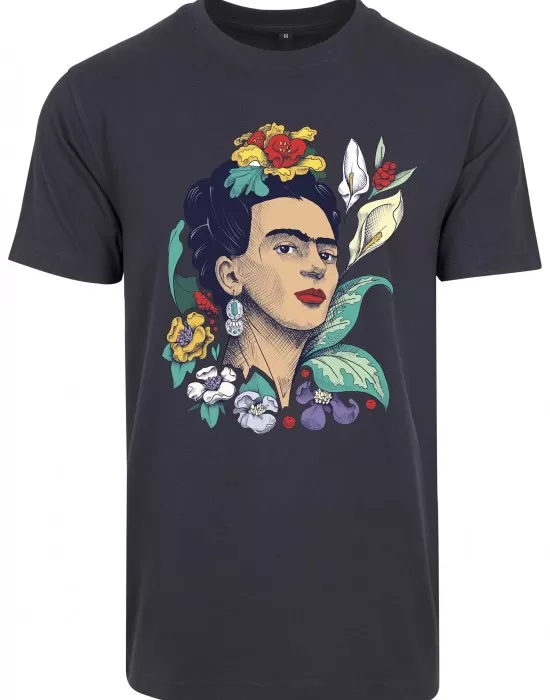 Дамска тениска в тъмносин цвят Merchcode Frida Kahlo Flower, Тениски - Hoodstyle.bg