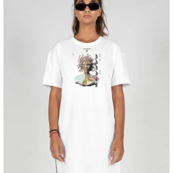 Овърсайз тениска Ladies MEDUSA x Organic Oversized Slit Tee Dress white XS