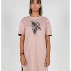 Овърсайз тениска Ladies ANGEL 3.0 Organic Oversized Slit Tee Dress duskrose XL