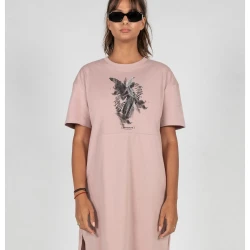 Овърсайз тениска Ladies ANGEL 3.0 Organic Oversized Slit Tee Dress duskrose XL